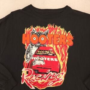 Hooters Casual Crew Neck Long Sleeve Graphic T Shirt Mens Size XL Black